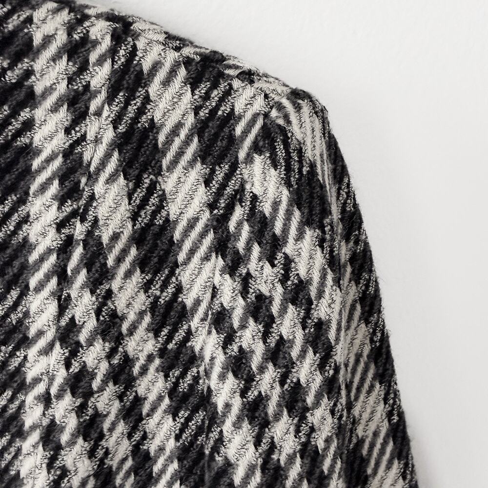 Vintage 90s Dana Buchman Wool Coat Houndstooth Designer Long Jacket Petite NWOT - Picture 5 of 15